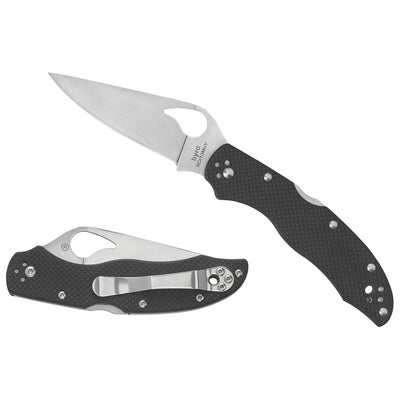 Spyderco BY01GPS2 Harrier 2  3.39" Folding Drop Point Part Serrated Stonewashed 8Cr13MoV SS Blade, Black Textured G10 Handle, Includes Pocket Clip