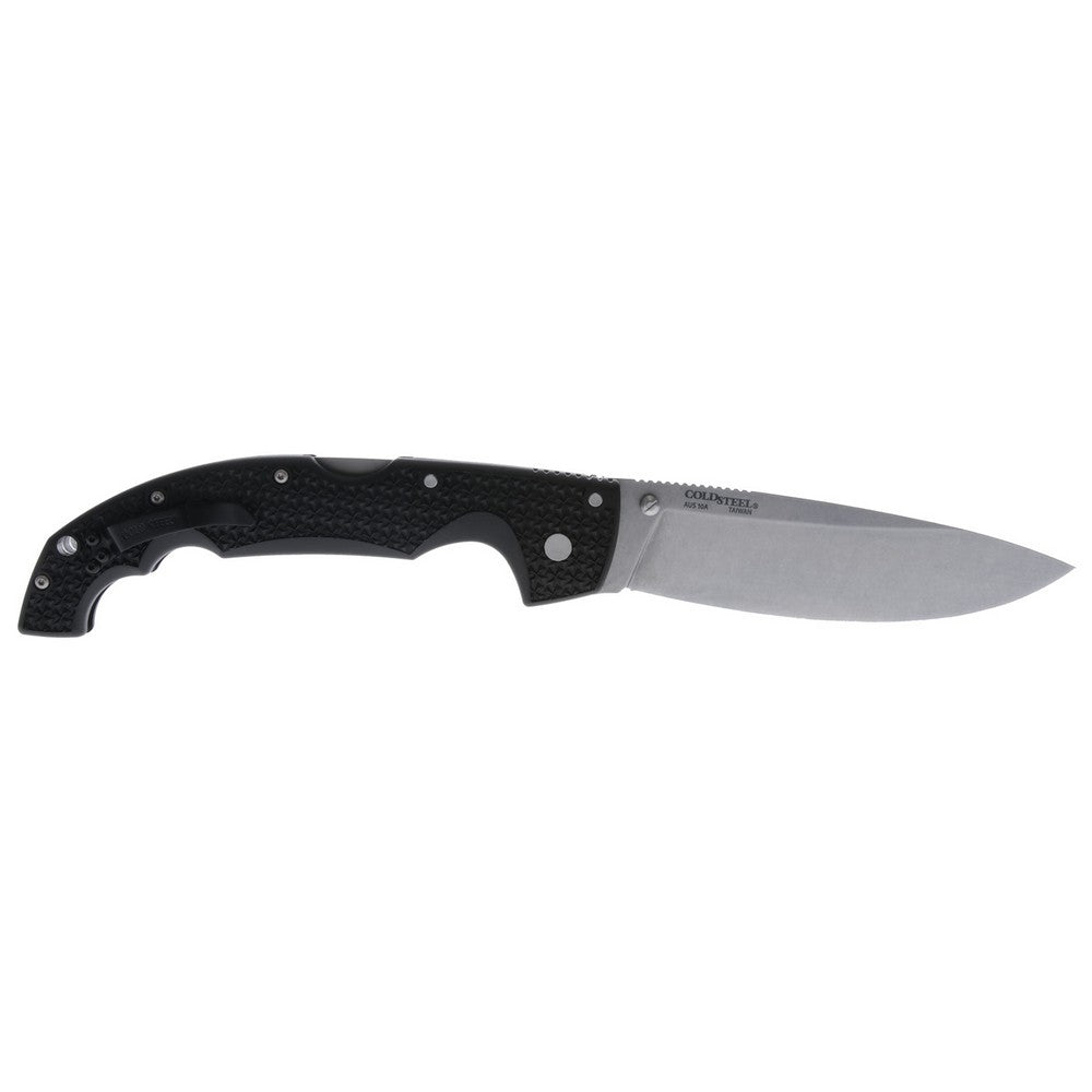 Cold Steel CS29AXB Voyager XL 5.50" Folding Drop Point Plain Stonewashed AUS-10A SS Blade/6.75" Black Textured Griv-Ex Handle Includes Belt Clip