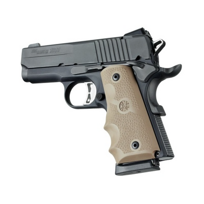 Hogue 43003 Rubber Grip Cobblestone Desert Tan with Finger Grooves for 1911 Officer