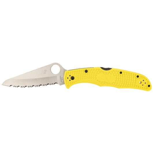 Spyderco C91SYL2 Pacific Salt 2 3.78" Folding Serrated Stonewashed H2 Steel/Blade Yellow FRN Handle