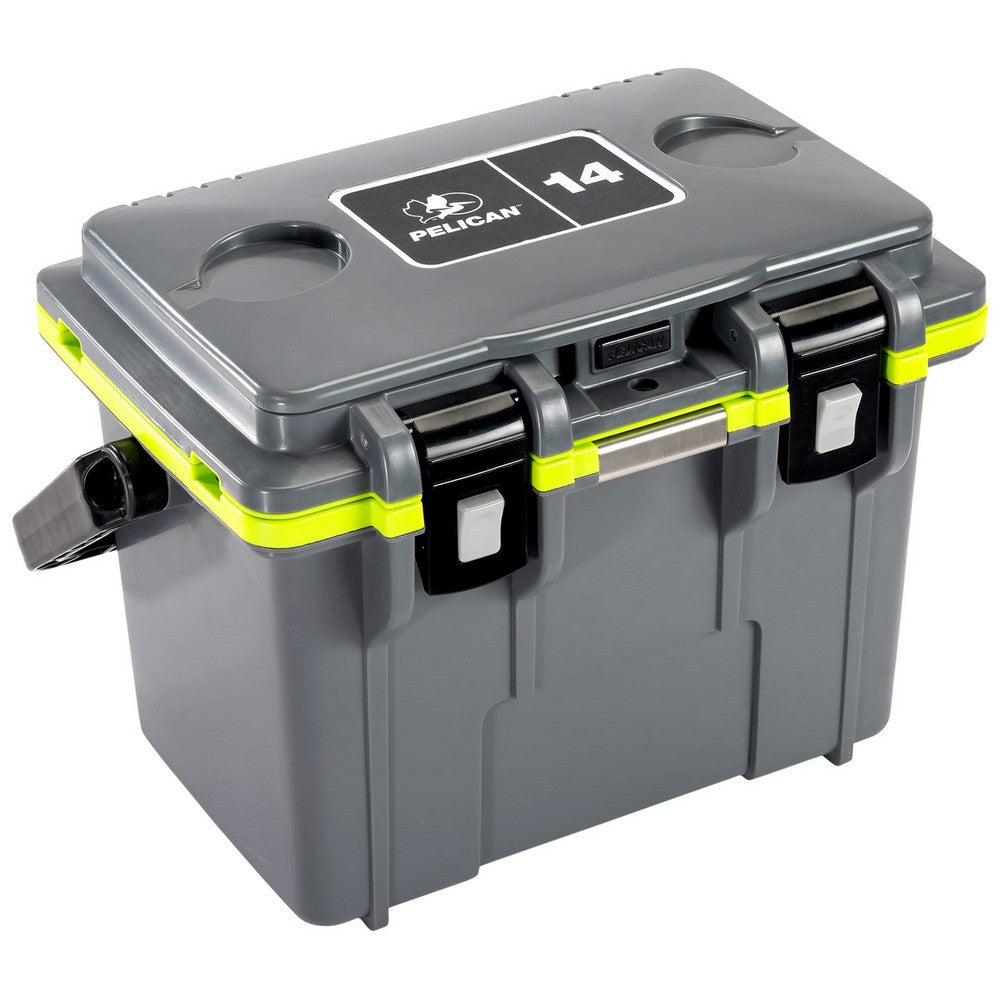 PELICAN 14Q-1-DKGRYEGRN 14QT ELITE COOLER GRY/GRN