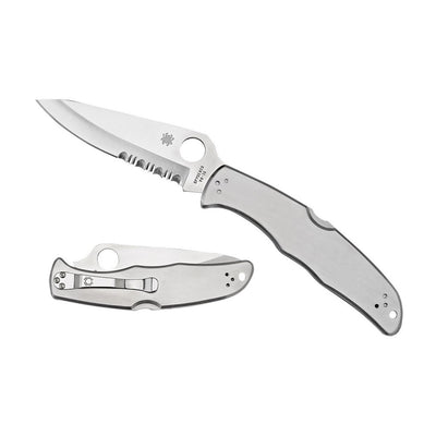 Spyderco C10PS Endura 4  3.85" Folding Plain Satin VG-10 SS Blade/Satin Stainless Steel Handle Includes Pocket Clip