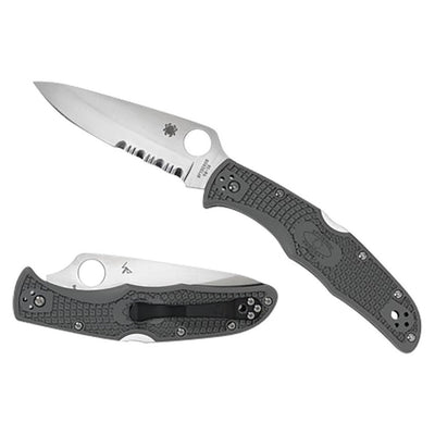 Spyderco C10PSFG Endura 4 Lightweight 3.75" Folding Part Serrated Satin VG-10 SS Blade/Foliage Green Bi-Directional Texturing FRN Handle Includes Pocket Clip