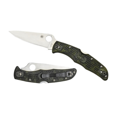 Spyderco C10ZFPGR Endura 4 Lightweight 3.80" Folding Plain Satin VG-10 SS Blade/Zome Green Bi-Directional Texturing FRN Handle Includes Pocket Clip