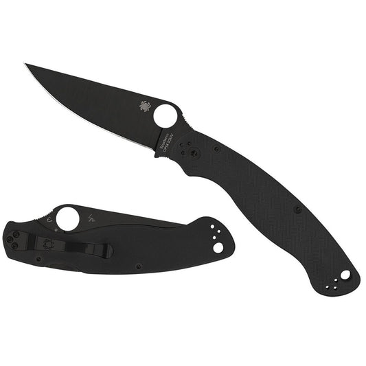 Spyderco C36GPBK2 Military 2  4" Folding Plain Black DLC CPM S30V SS Blade/ Black Textured G10 Handle Includes Pocket Clip