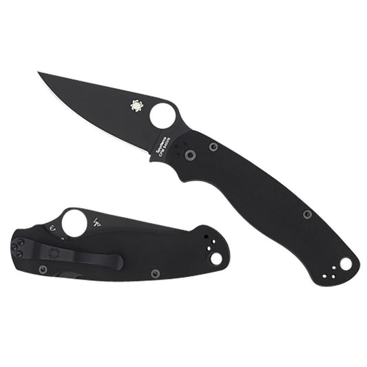 Spyderco C81GPBK2 Para Military 2  3.42" Folding Plain Black DLC CPM S45VN SS Blade/Black Textured G10 Handle Includes Pocket Clip