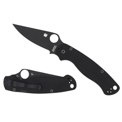 Spyderco C81GPBK2 Para Military 2  3.42" Folding Plain Black DLC CPM S45VN SS Blade/Black Textured G10 Handle Includes Pocket Clip