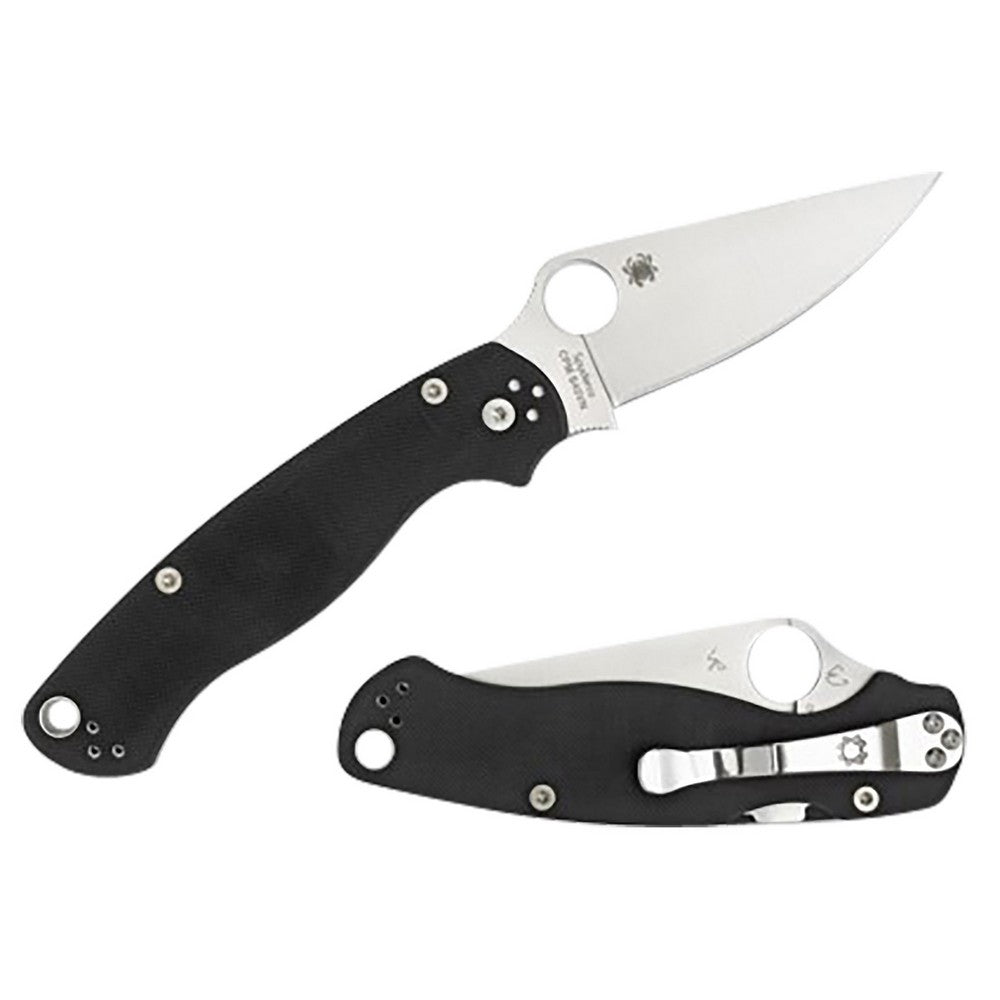 Spyderco C81GPLE2 Para Military 2  3.42" Folding Plain Satin CPM S45VN SS Blade Black Textured G10 Handle Left Hand Includes Pocket Clip