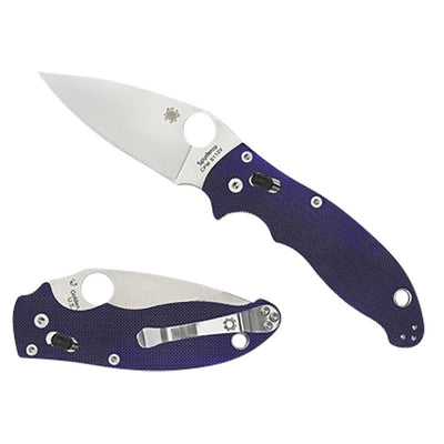 Spyderco C101GPDBL2 Manix 2  3.37" Folding Plain Satin CPM S110V Blade/Dark Blue Textured G10 Handle Includes Pocket Clip