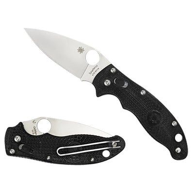 Spyderco C101PBK2 Manix 2 Lightweight 3.37" Folding Plain Satin CTS BD1 SS Blade/Black Bi-Directional Texturing FRCP Handle Includes Pocket Clip