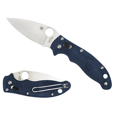 Spyderco C101PDBL2 Manix 2 Lightweight 3.37" Folding Plain Satin CTS BD1 SS Blade/Dark Blue Bi-Directional Texturing FRCP Handle Includes Pocket Clip