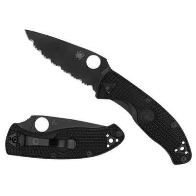 Spyderco C122PBBK Tenacious Lightweight 3.39" Folding Plain Black Oxide 8Cr13MoV SS Blade/Black Bi-Directional Texturing FRN Handle Includes Pocket Clip