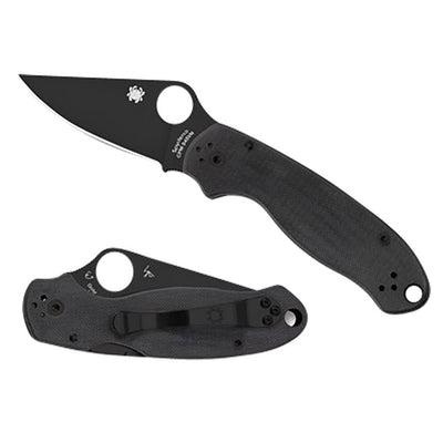 Spyderco C223GPBK Para 3  2.95" Folding Clip Point Plain Black DLC CPM S45VN SS Blade/Black G10 Handle Includes Pocket Clip