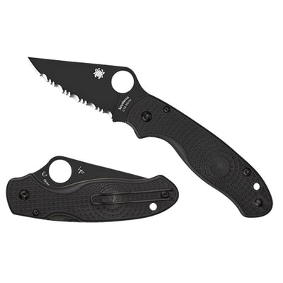 Spyderco C223PBBK Para 3 Lightweight 2.92" Folding Plain Black DLC CTS BD1N SS Blade/Black Textured FRN Handle Includes Pocket Clip