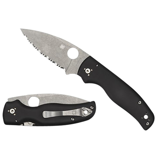 Spyderco C229GP Shaman  3.58" Folding Plain Stonewashed CPM S30V SS Blade/Black Textured G10 Handle Includes Pocket Clip