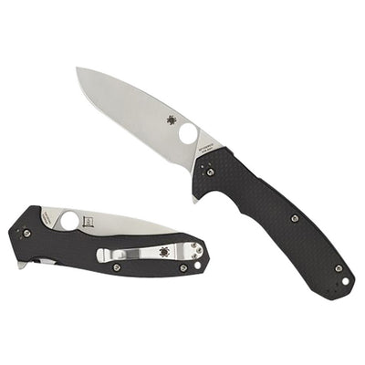 Spyderco C234CFP Amalgam  3.80" Folding Drop Point Plain Satin CPM S30V SS Blade/Black Textured Carbon Fiber/G10 Handle Includes Pocket Clip