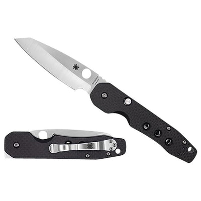 Spyderco C240CFP Smock  3.39" Folding Plain Stonewashed CPM S30V SS Blade/Black Textured Carbon Fiber/G10 Handle