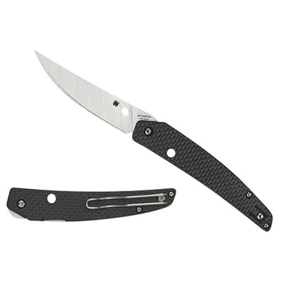 Spyderco C242CFP Ikuchi  3.26" Folding Plain CPM S30V SS Blade/Black Textured Carbon Fiber/G10 Handle Includes Pocket Clip