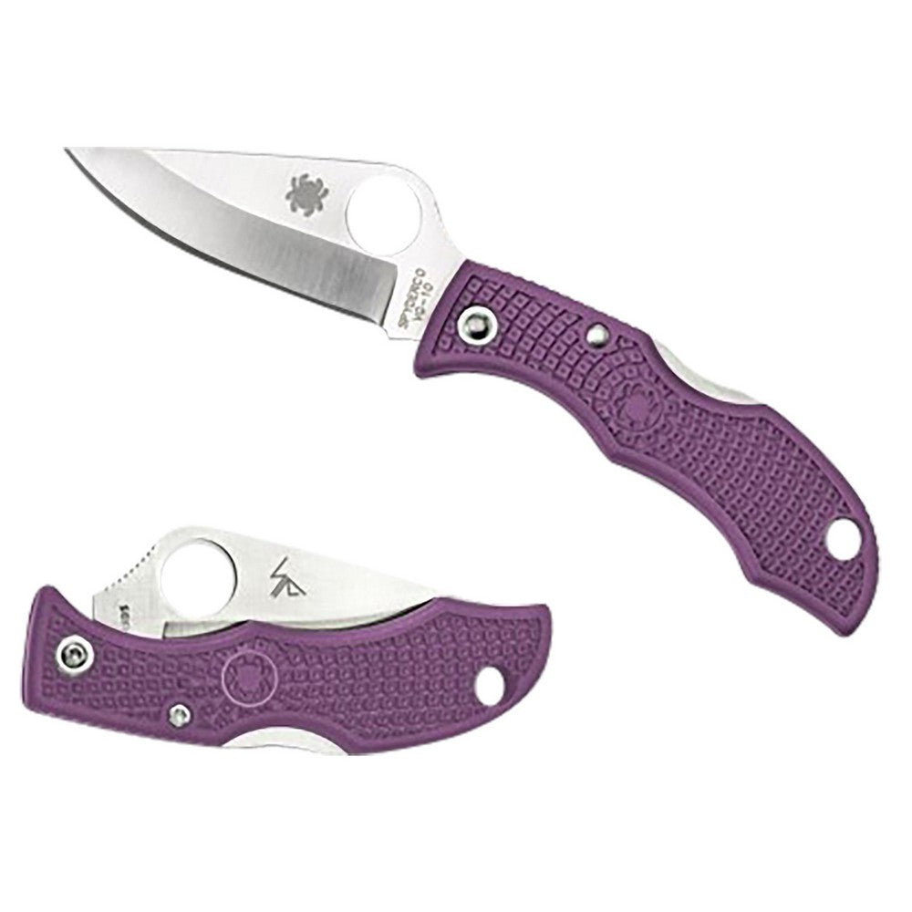 Spyderco LPRP3 Ladybug 3 Salt 1.94" Folding Plain Stonewashed H2 Steel Blade/Purple Bi-Directional Texturing FRN Handle