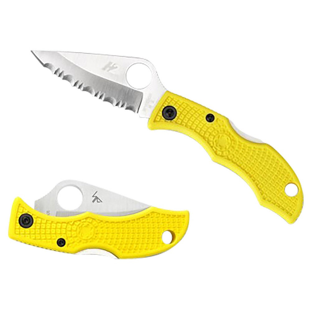 Spyderco LYLP3 Ladybug 3 Salt 1.94" Folding Plain Stonewashed H2 Steel Blade/Marine Yellow Bi-Directional Texturing FRN Handle