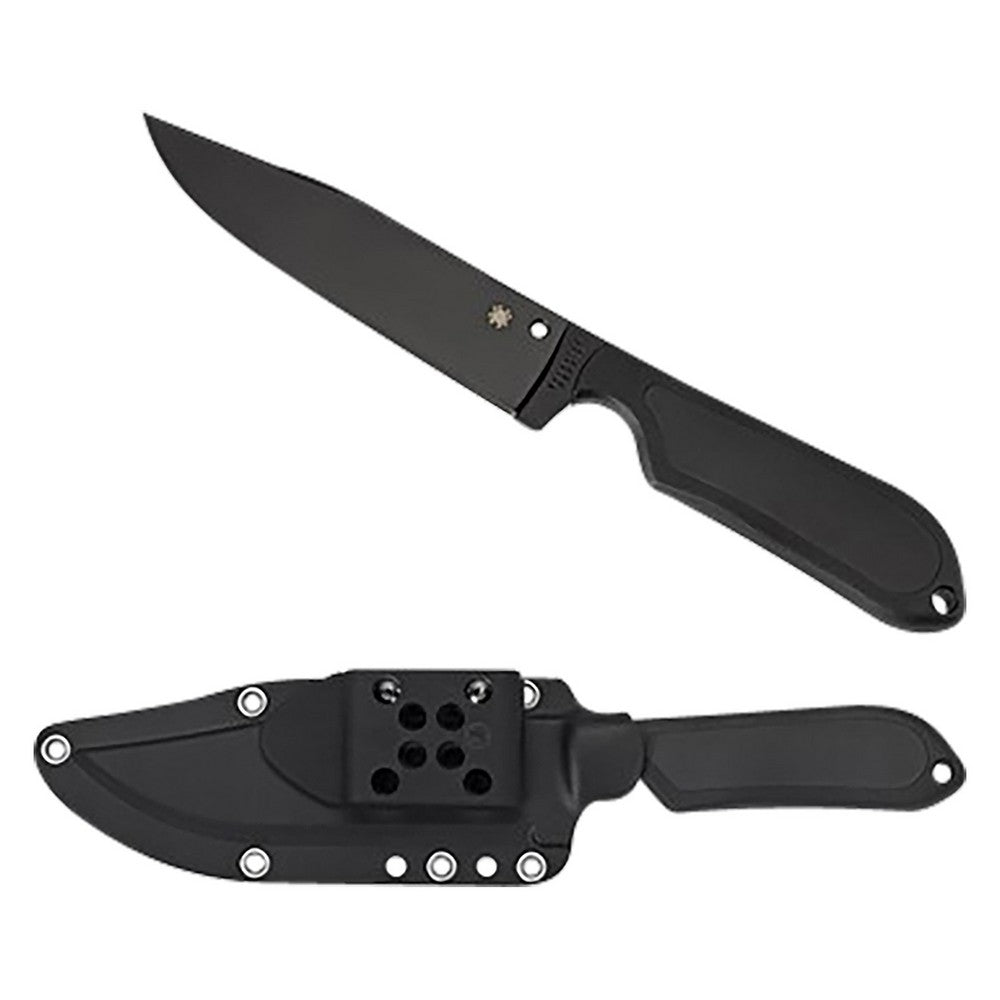 Spyderco FB04PBB Street Bowie  5.05" Fixed Clip Point Plain Black DLC VG-10 SS Blade/Black Textured FRN Handle Includes Sheath w/G-Clip