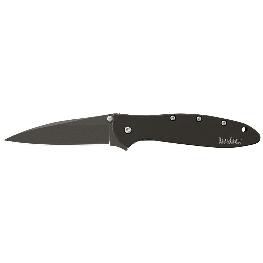 Kershaw 1660CKT Leek  3" Folding Modified Drop Point Plain Black DLC 14C28N Steel Blade Black DLC 410 Stainless Steel Handle Includes Pocket Clip