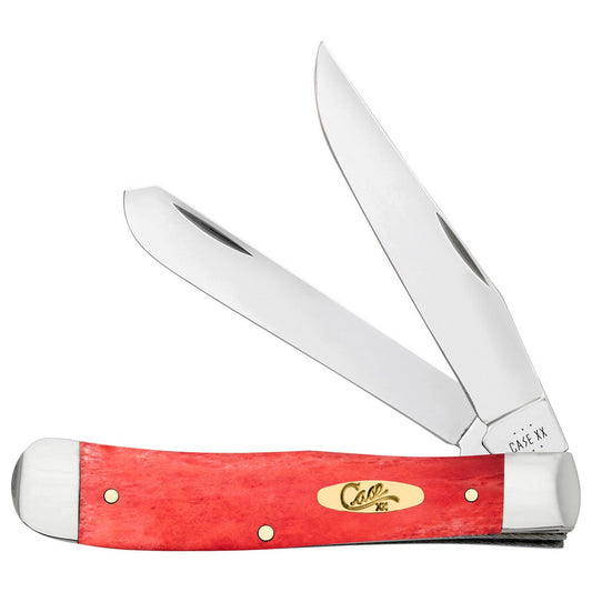 Case 10760 Dark Red Bone Trapper Folding Clip Point/Spey Plain Mirror Polished Tru-Sharp SS Blade/Smooth Dark Red/Pinched Bolsters Bone/SS Handle