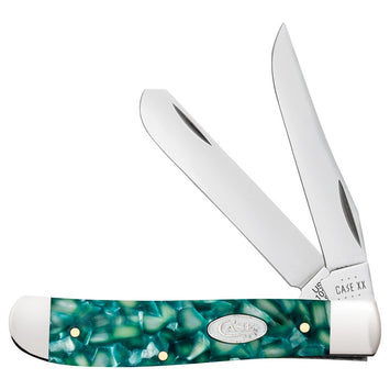 Case 71381 SparXX Trapper Mini Folding Clip Point/Spey Plain Mirror Polished Tru-Sharp SS Blade/Green Kirinite Handle