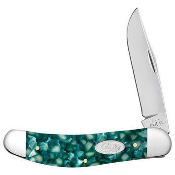 Case 71385 SparXX Sowbelly Folding Clip Point/Plain Mirror Polished Tru-Sharp SS Blade/Green Kirinite Handle