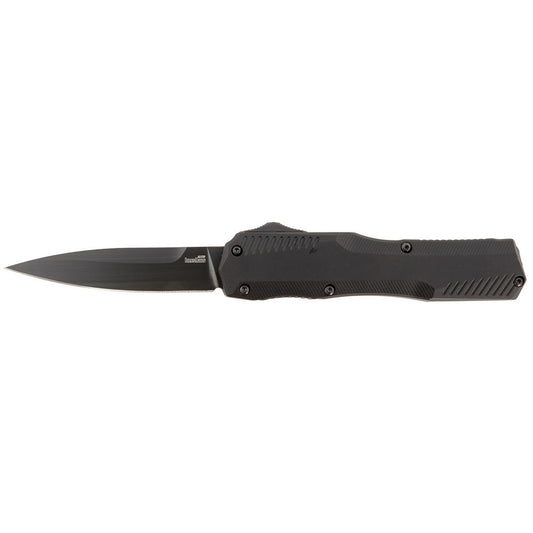 Kershaw 9000BLK Livewire  Automatic 3.30" OTF Spear Point Plain Black DLC CPM MagnaCut Steel Blade, Black Anodized Aluminum Handle, Includes Pocket Clip