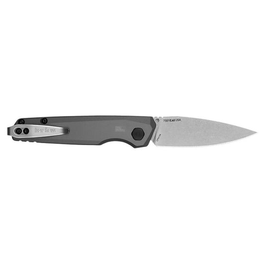 Kershaw 7551 Launch 18 Automatic 2.79" Folding Spear Point Plain Stonewashed CPM 154 SS Blade, Gray Anodized w/Black Oxide Hardware Aluminum Handle, Includes Pocket Clip