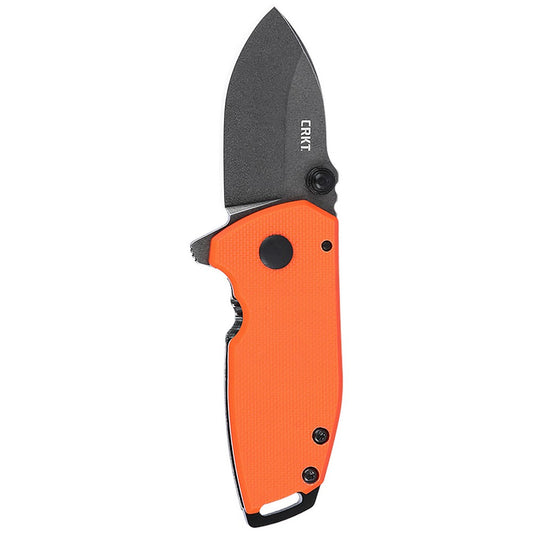 CRKT 2486 SQUID  Compact 1.75" Folding Drop Point Plain Stonewashed D2 Steel Blade, Blaze Orange G10/SS Handle