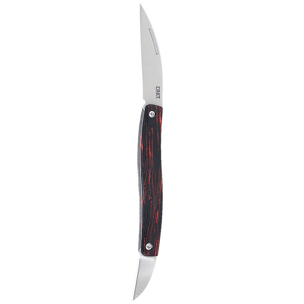 CRKT 4810 Forebear  1.06"/2.29" Folding Wharncliffe Satin 12C27 Sandvik Blade, Black/Red G10 Handle