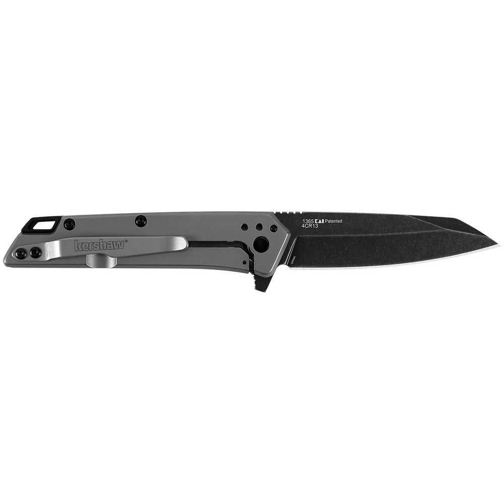 Kershaw 1365X Misdirect  2.90" Folding Reverse Tanto Plain Black Oxide Blackwash 4Cr14 Blade Gray Bead Blasted Stainless Steel Handle Clamshell Packaging