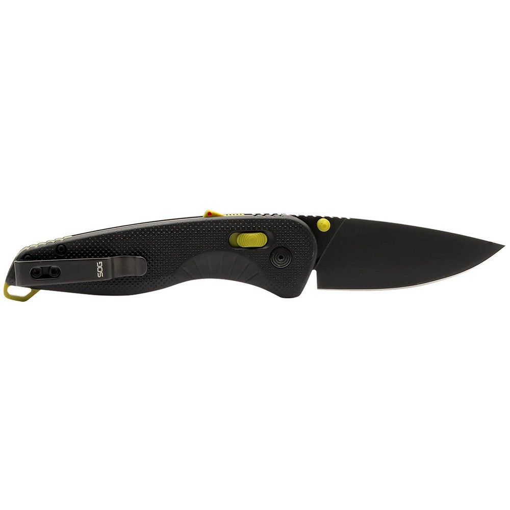 S.O.G SOG11411141 Aegis AT 3.13" Folding Drop Point Plain Black TiNi Cryo D2 Steel Blade, Black w/Moss Accents GRN Handle, Peg Box Pkg