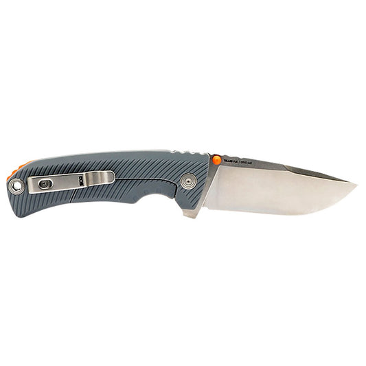 S.O.G SOG14060243 Tellus FLK 3.65" Folding Clip Point Plain Stonewashed Cryo 440C SS Blade, Wolf Gray Textured GRN Handle, Blister Pack