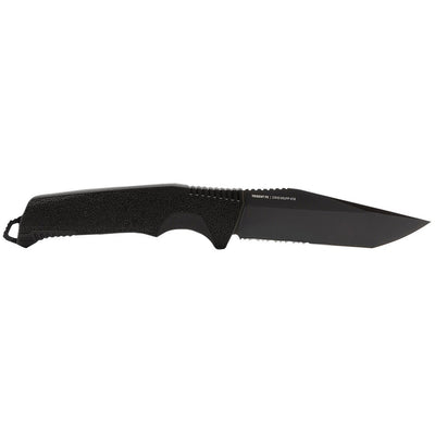 S.O.G SOG17120257 Trident FX 4.20" Fixed Tanto Part Serrated TiNi 1.4116 SS Blade, Black Textured GRN Handle