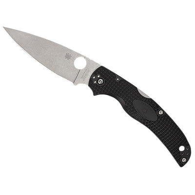 Spyderco C244PBK Native Chief Lightweight 4.02" Folding Plain Stonewashed CTS BD1N SS Blade/Black Textured FRN Handle Includes Pocket Clip