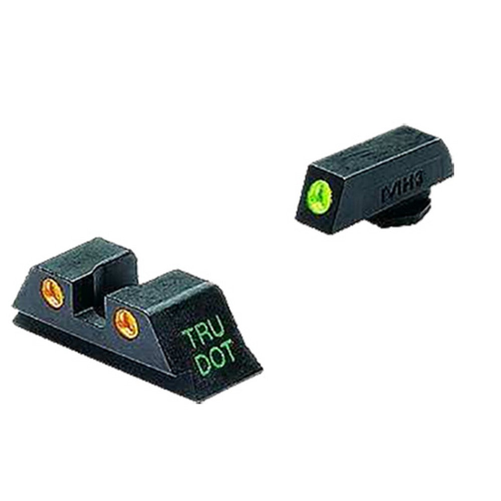 Meprolight USA 102223301 Tru-Dot Sight Set Fixed Green Tritium Front/Orange Tritium Rear/Black Frame Compatible w/Glock 10mm/45 ACP Front Post/Rear Dovetail Mount