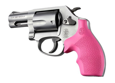 Hogue 61007 Rubber Bantam Cobblestone Pink Rubber with Finger Grooves for S&W J Frame with Round Butt
