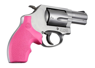 Hogue 61007 Rubber Bantam Cobblestone Pink Rubber with Finger Grooves for S&W J Frame with Round Butt