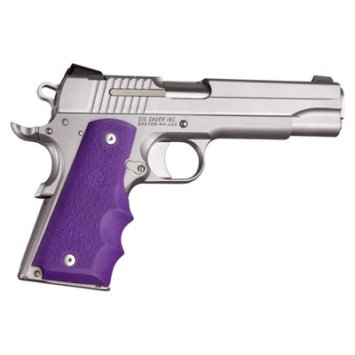 Hogue 45006 OverMolded Grip Cobblestone Purple Rubber with Finger Grooves for 1911 Government