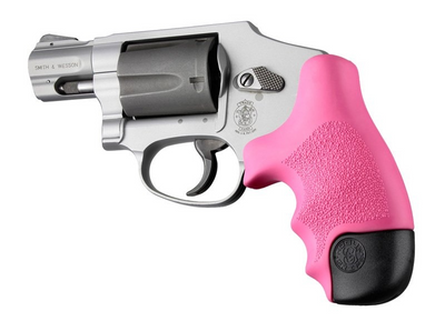 Hogue 60027 OverMolded Tamer Cobblestone Pink Rubber with Finger Grooves for S&W J Frame Centennial with Round Butt, Bodyguard