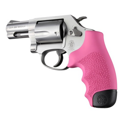 Hogue 60007 OverMolded Monogrip Cobblestone Pink Rubber with Finger Grooves for S&W J Frame with Round Butt