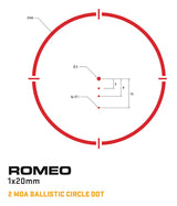 Sig Sauer Electro-Optics SOR43021 Romeo4S Graphite 1 x 20 mm 2 MOA Red Ballistic Dot/65 MOA Circle