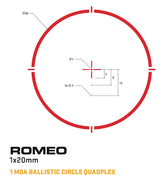 Sig Sauer Electro-Optics SOR43022 Romeo4S Graphite 1 x 20 mm 1 MOA Red Ballistic Circle Quadplex/65 MOA Circle