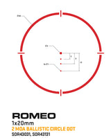Sig Sauer Electro-Optics SOR43031 Romeo4T Black Anodized 1 x 20 mm 2 MOA Red Ballistic Dot/65 MOA Circle