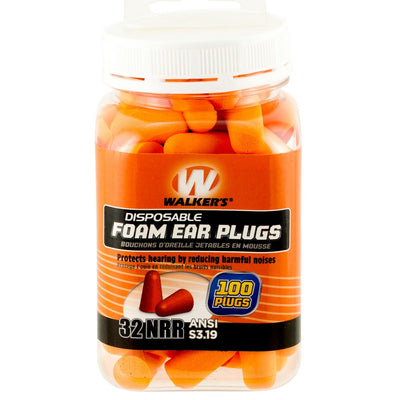 Walker's GWPFP50PK Foam Ear Plugs  Disposable Foam 33 dB Orange 50 Pair