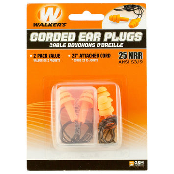 Walker's GWPEPCORD2PK Corded Foam Ear Plugs 33 dB In The Ear Orange/Black Adult 2 Per Pack