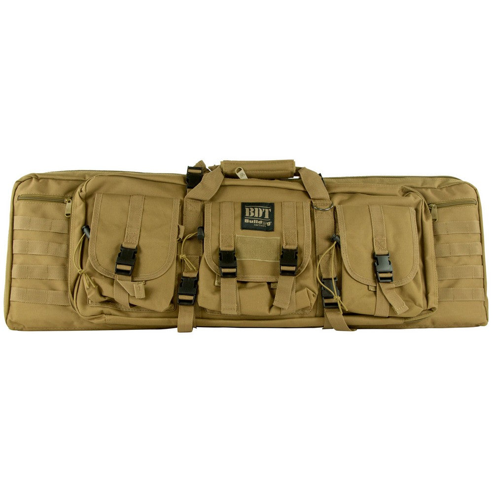 Bulldog BDT6037T BDT Tactical Double 37" Tan Nylon, 3 Accessory Pockets, Deluxe Padded Backstraps Lockable Zippers, Padded Internal Divider